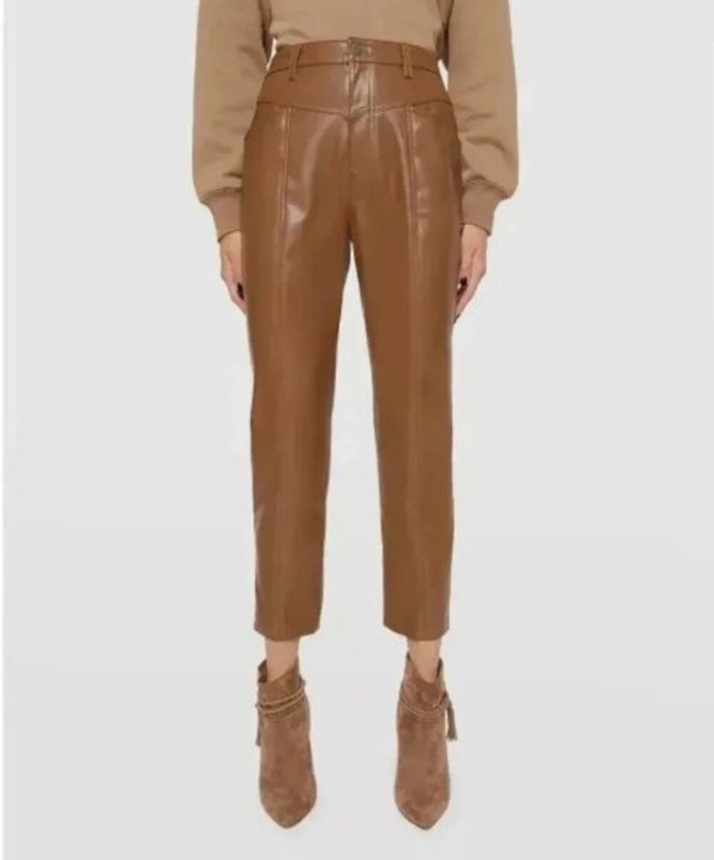 NWOT Rebecca Minkoff Sandra Faux Leather Pants, Caramel Brown, Size 2